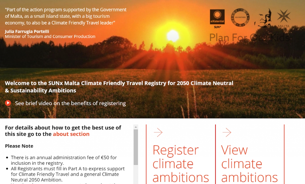 SUNx Malta Launches Climate Friendly Travel Registry