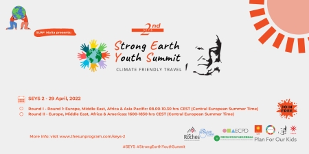 SEYS 2 - Strong Earth Youth Summit, to be held online on April 29, 2022. Save the Date.